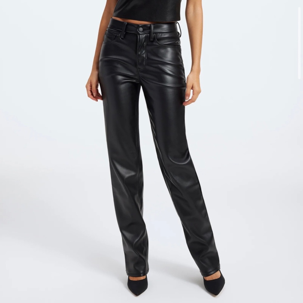 Good American Good Icon Faux Leather Pants NWT